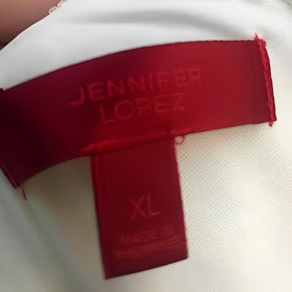 Jennifer Lopez cream boucle dressy blouse 3/4 sleeves open back XL - Picture 5 of 5